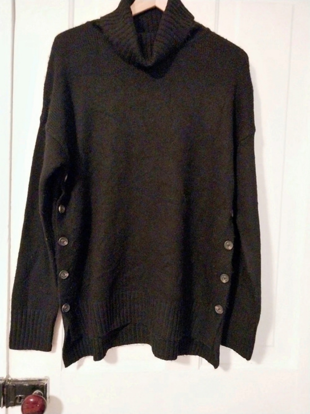 Cynthia Rowley Cotton Cowl Neck Sweater in Black NWT